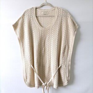 Sonoma Life + Style Women's Heather Ivory Crochet Pullover Sweater Size Small
